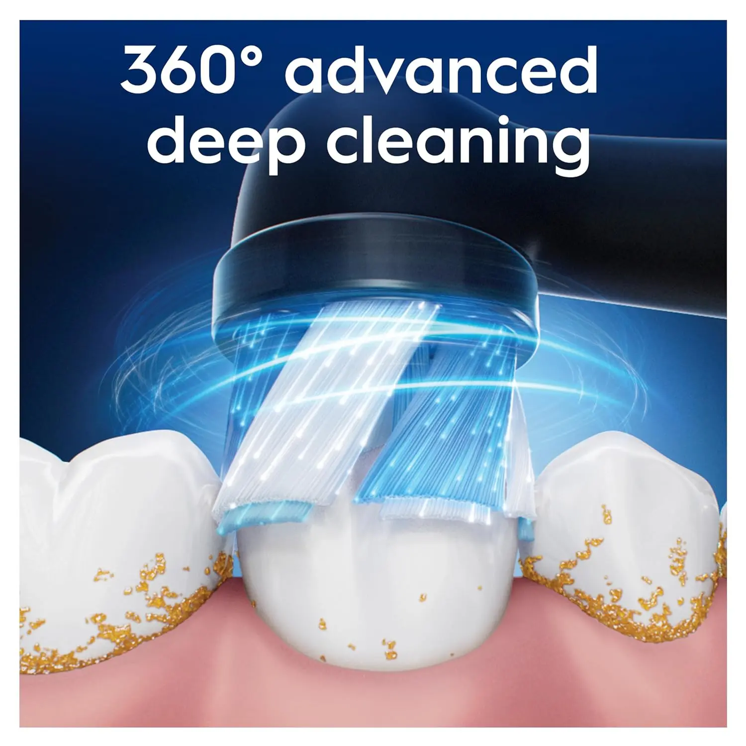 A pack of four Oral-B iO Ultimate Clean black toothbrush heads, designed for up to 100% plaque removal and compatible with Oral-B iO electric toothbrushes, featuring innovative bristles and a dentist-recommended replacement schedule.