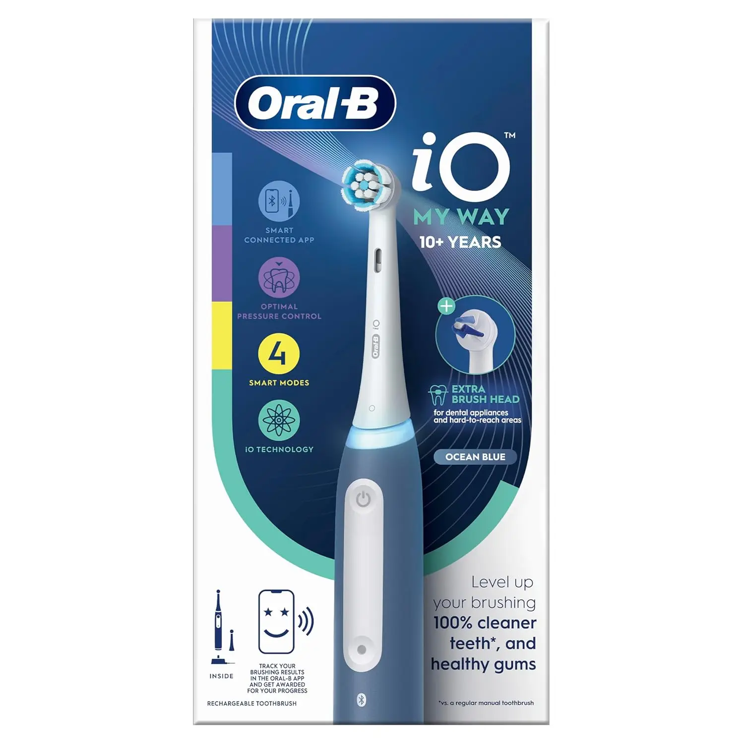 Green Oral-B Pro Junior electric toothbrush for kids aged six and up with a small brush head, designed for gentle and effective cleaning with pressure control.