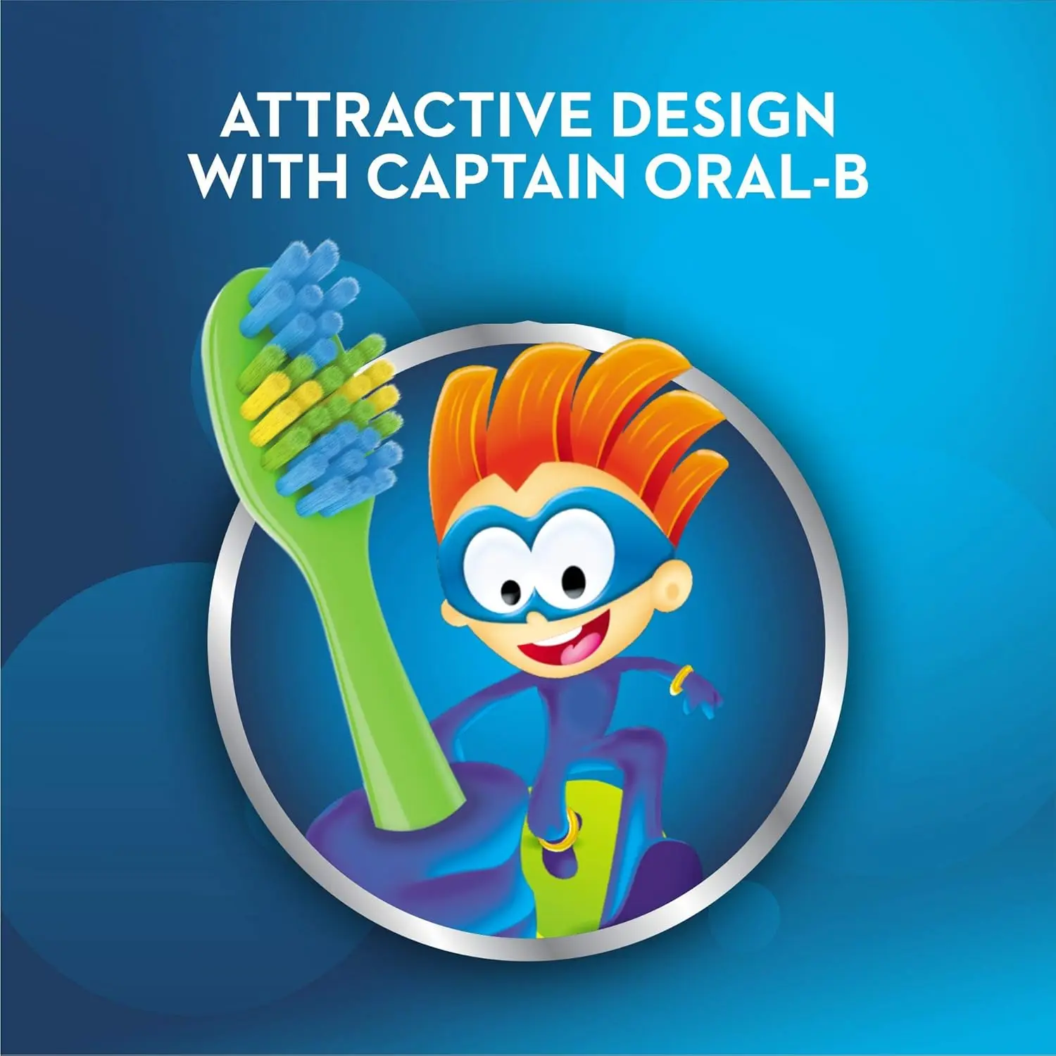 This is a three pack of Oral-B kids toothbrushes with extra soft, end-rounded bristles for gentle cleaning and featuring Captain Oral-B.