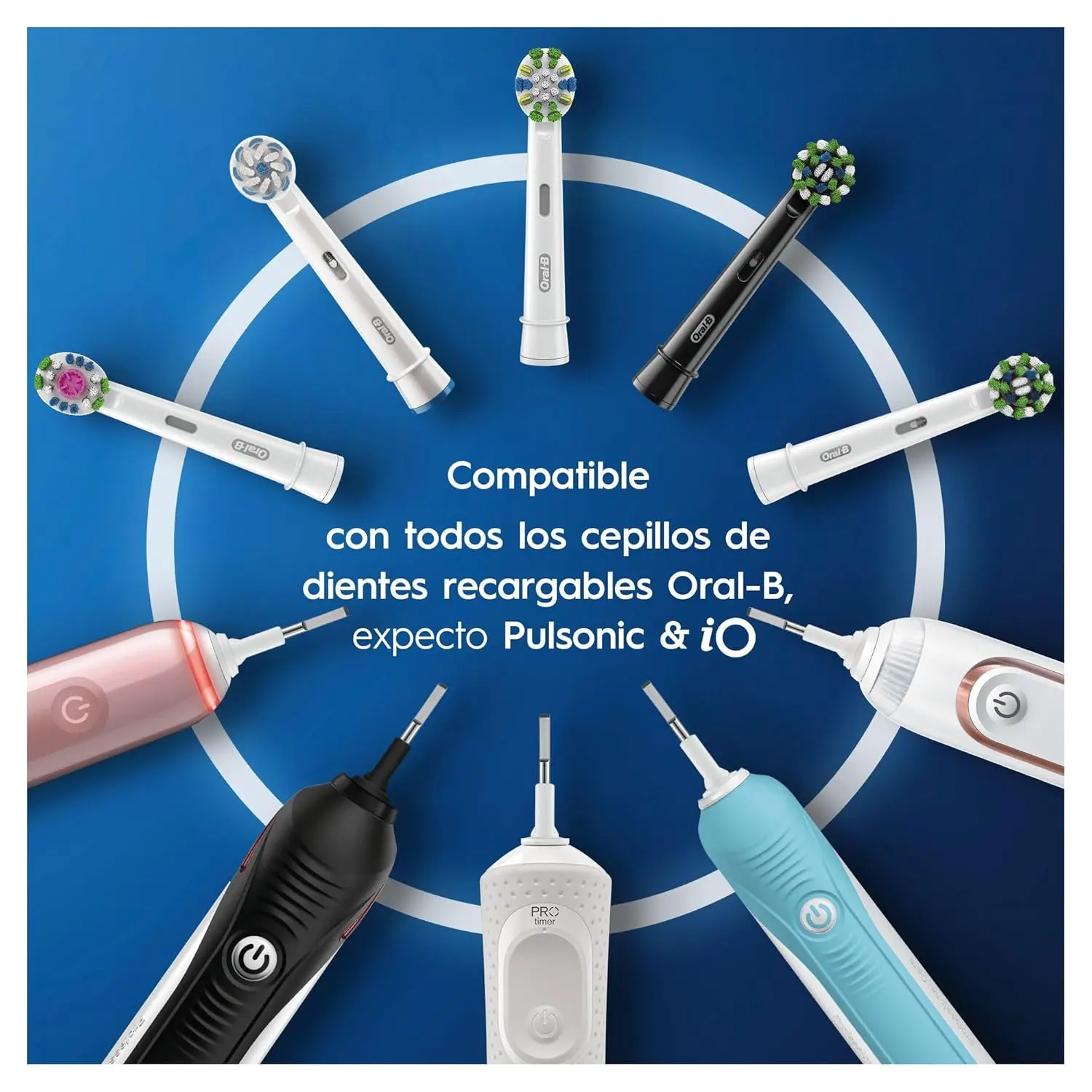 A pack of eight Oral-B Precision Clean replacement toothbrush heads with CleanMaximiser bristles, designed to remove plaque and improve gum health.