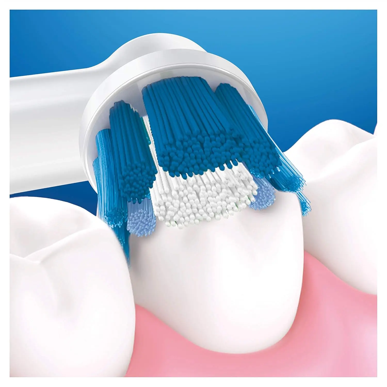 Ten Oral-B Precision Clean replacement brush heads designed to reach hard-to-reach areas and remove plaque, compatible with most Oral-B rechargeable handles.