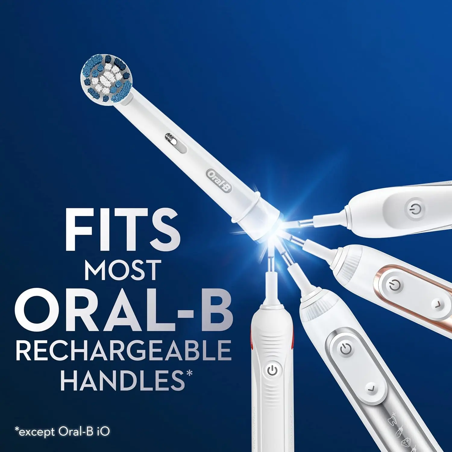 Three Oral-B Precision Clean EB20 replacement brush heads designed for Oral-B rechargeable toothbrushes, featuring rounded bristles for cleaning teeth and gums.