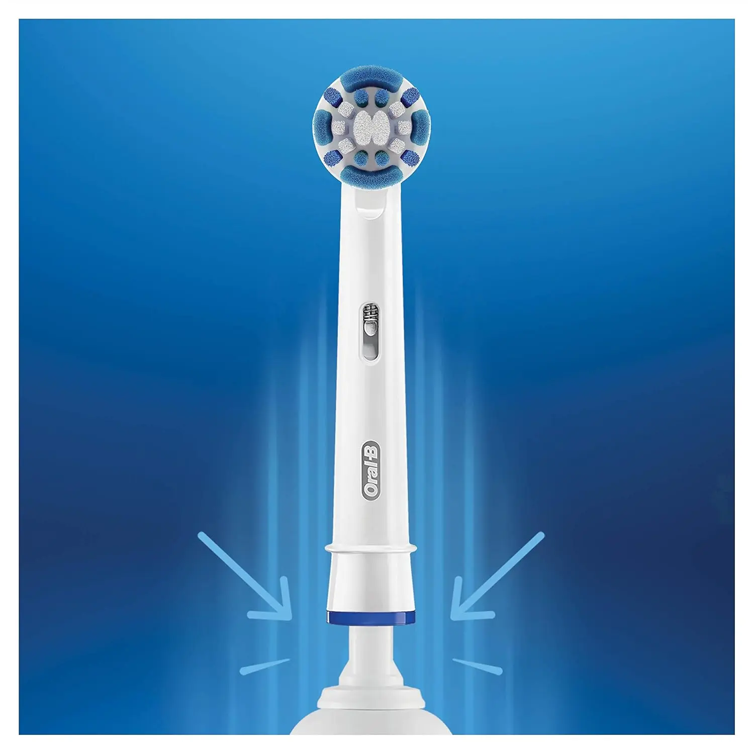 Ten Oral-B Precision Clean replacement brush heads designed to reach hard-to-reach areas and remove plaque, compatible with most Oral-B rechargeable handles.