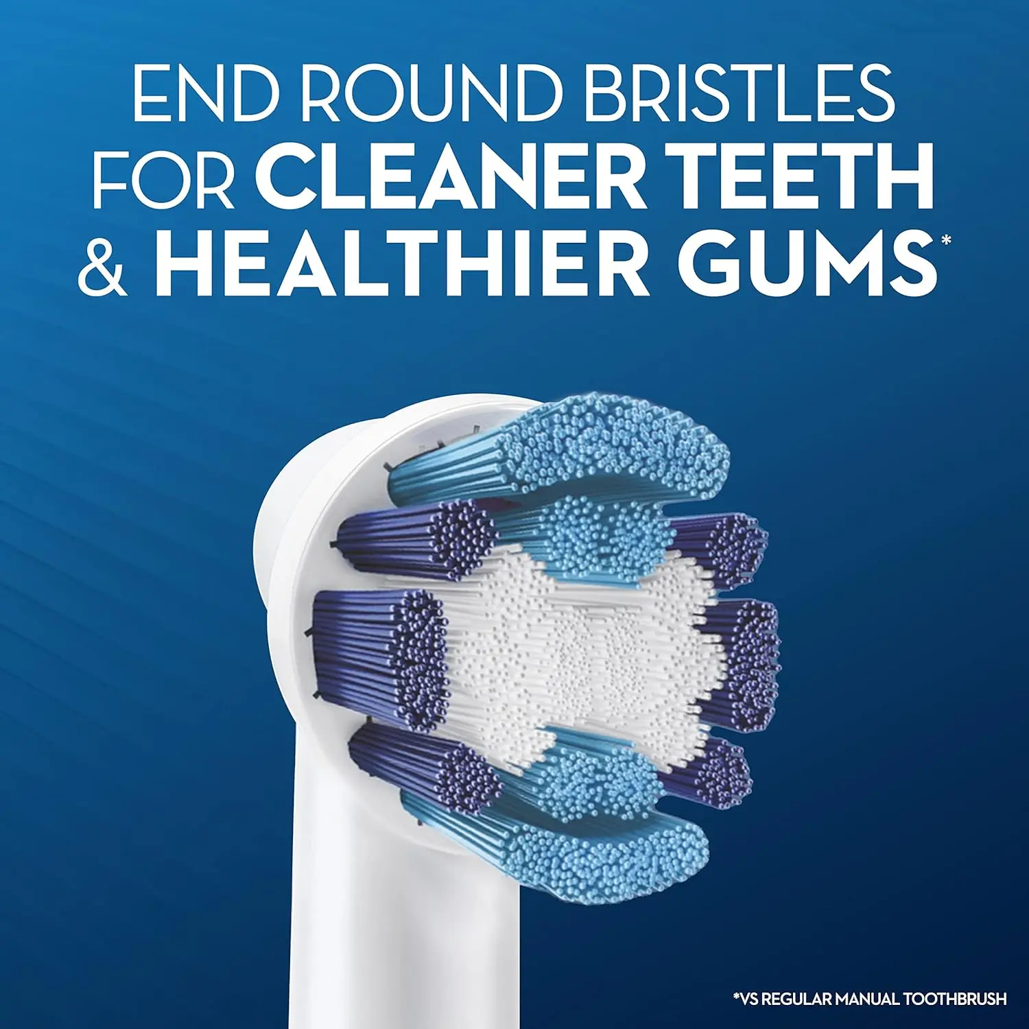 Three Oral-B Precision Clean EB20 replacement brush heads designed for Oral-B rechargeable toothbrushes, featuring rounded bristles for cleaning teeth and gums.
