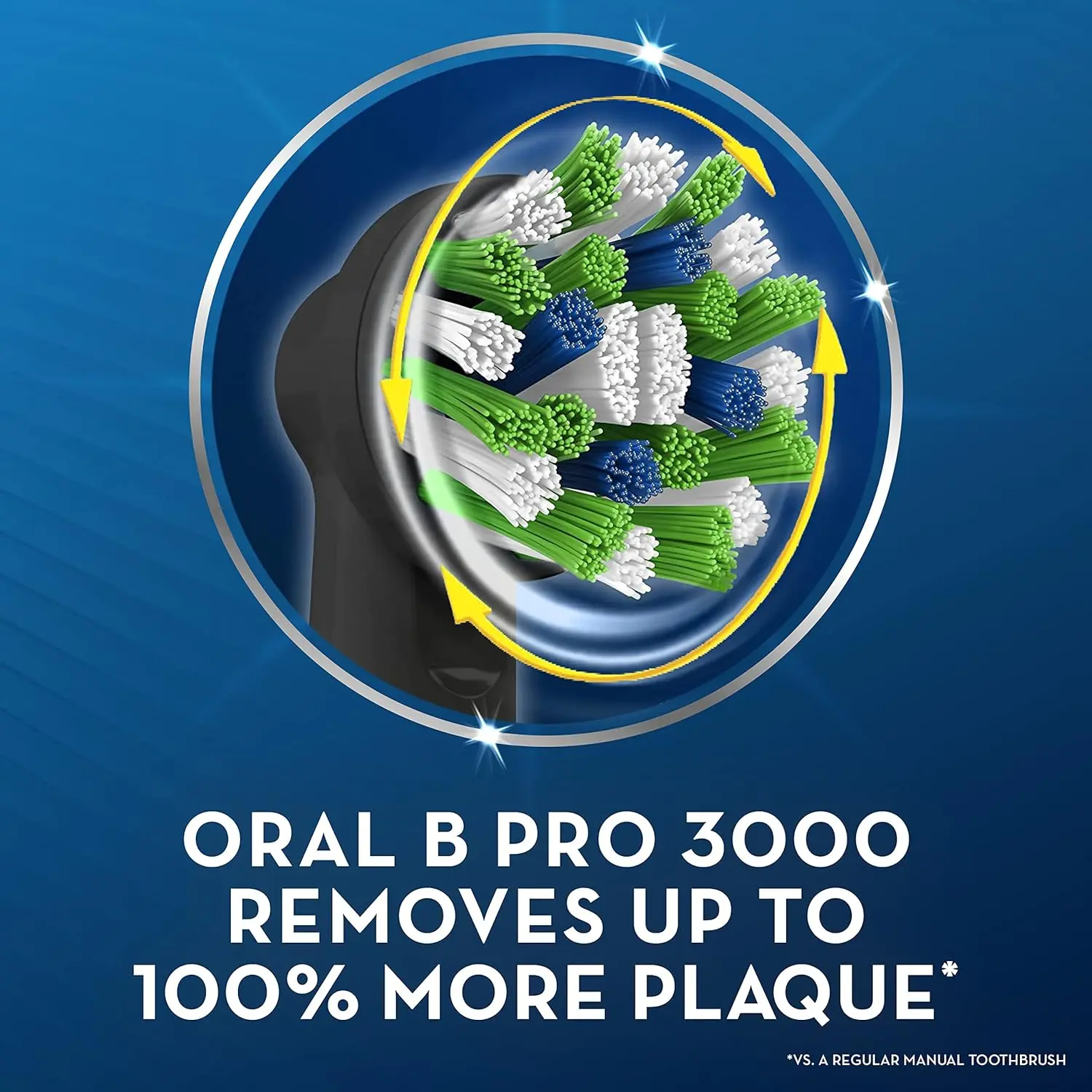 Black Oral-B Pro Clean 3 3000 rechargeable electric toothbrush with a round brush head and built-in timer for enhanced plaque removal and gum protection.