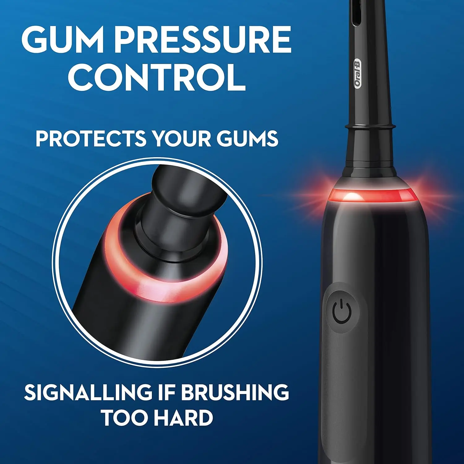 Black Oral-B Pro Clean 3 3000 rechargeable electric toothbrush with a round brush head and built-in timer for enhanced plaque removal and gum protection.