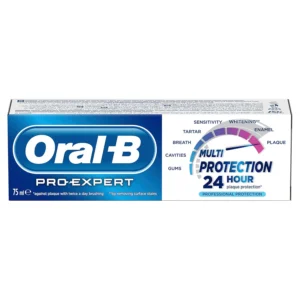 Oral-B Pro-Expert Professional Protection toothpaste featuring Stannous Fluoride Complex for healthier teeth, enamel protection, and fresh mint breath.