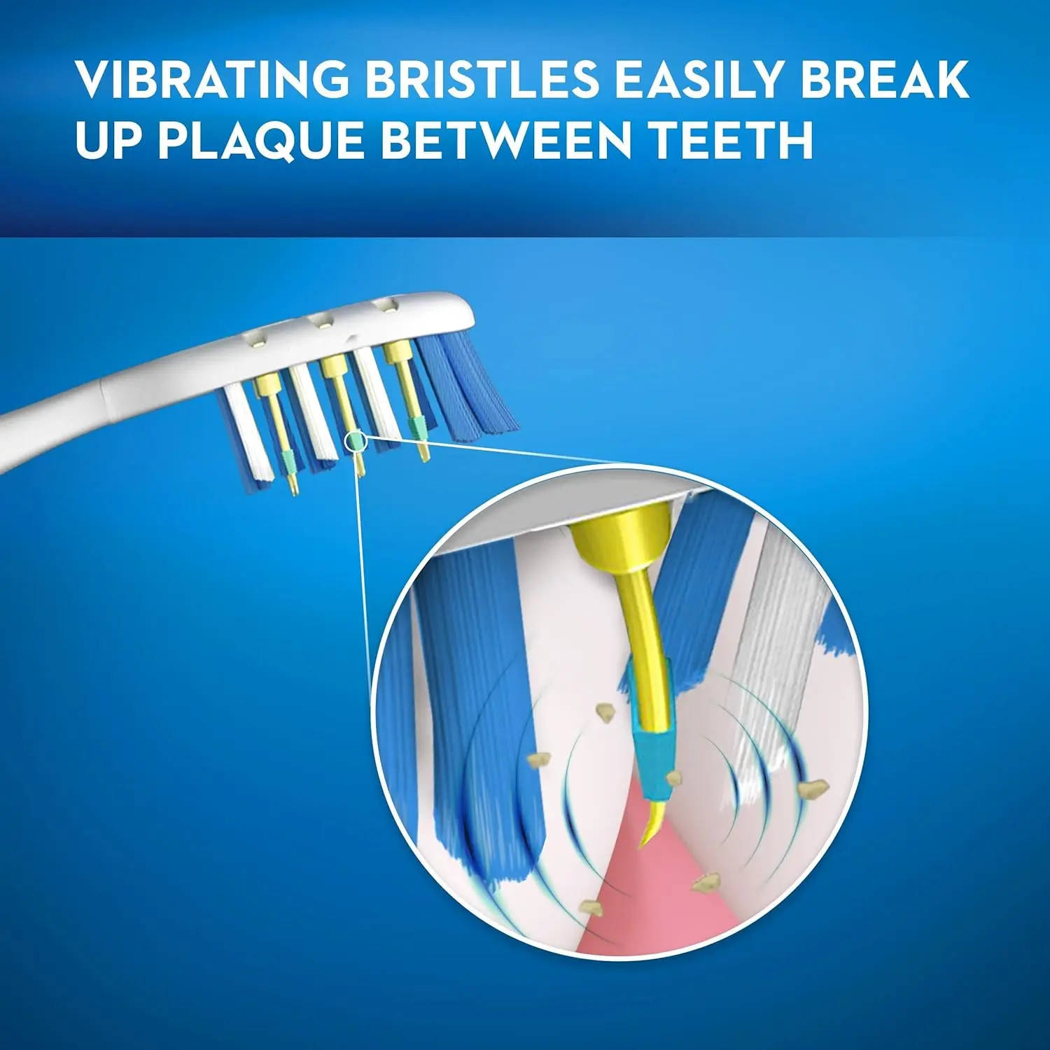 Oral-B Pro-Expert Pulsar toothbrush sweeps away plaque and food, penetrates deep between teeth, and adjusts to the contours of your teeth and gums.