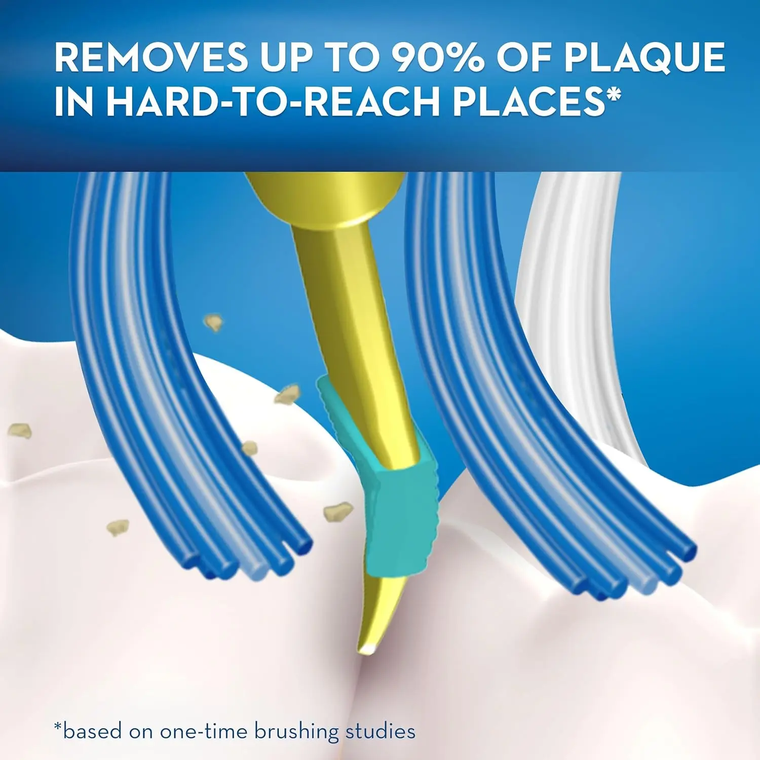 Oral-B Pro-Expert Pulsar toothbrush sweeps away plaque and food, penetrates deep between teeth, and adjusts to the contours of your teeth and gums.