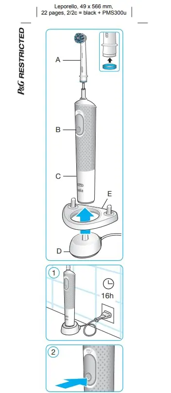 The Oral-B Vitality D100 electric toothbrush bundle features a black handle with a Cross Action brush head and a pink handle with a 3D White brush head, offering an ergonomic design, quadrant timer and rechargeable battery for better oral hygiene.