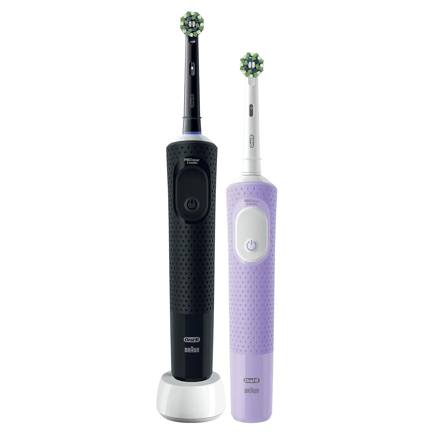This Oral-B Vitality Pro double pack features two rechargeable electric toothbrushes with three cleaning modes for daily cleaning, sensitive teeth, and gentle gum care.