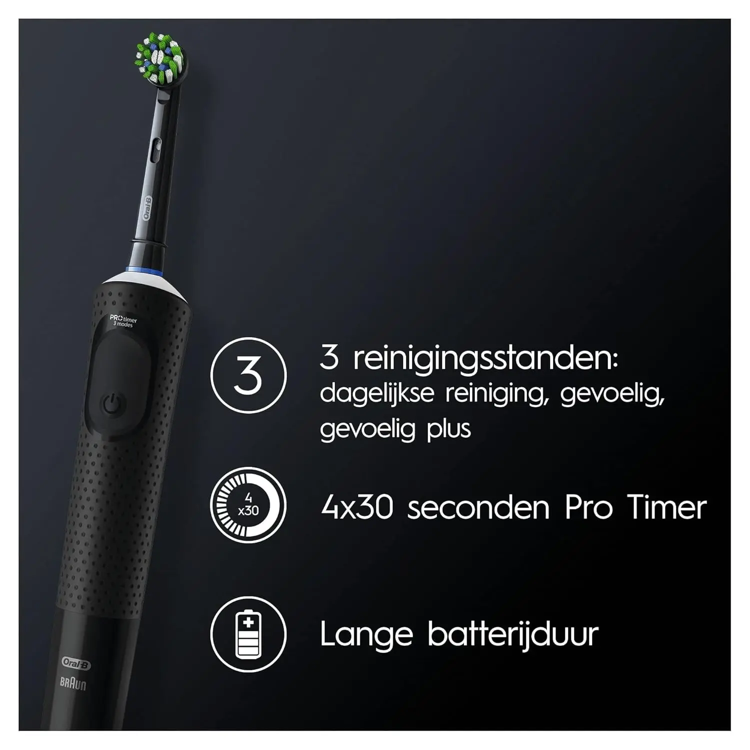 This Oral-B Vitality Pro double pack features two rechargeable electric toothbrushes with three cleaning modes for daily cleaning, sensitive teeth, and gentle gum care.