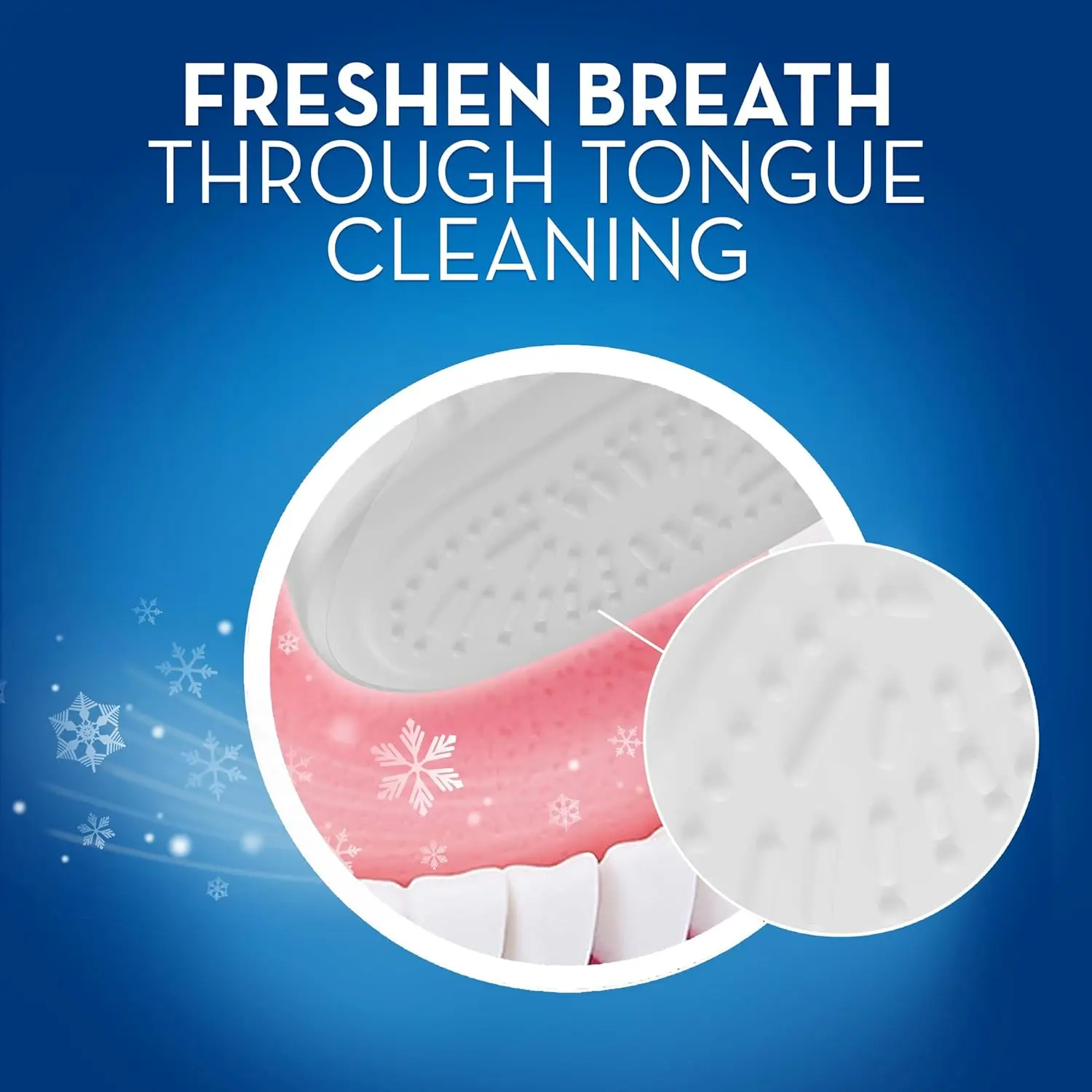 Two Oral-B 3D White Fresh manual toothbrushes with outer gingival stimulators for gum massage, plaque removal, and tongue cleaning for fresher breath.