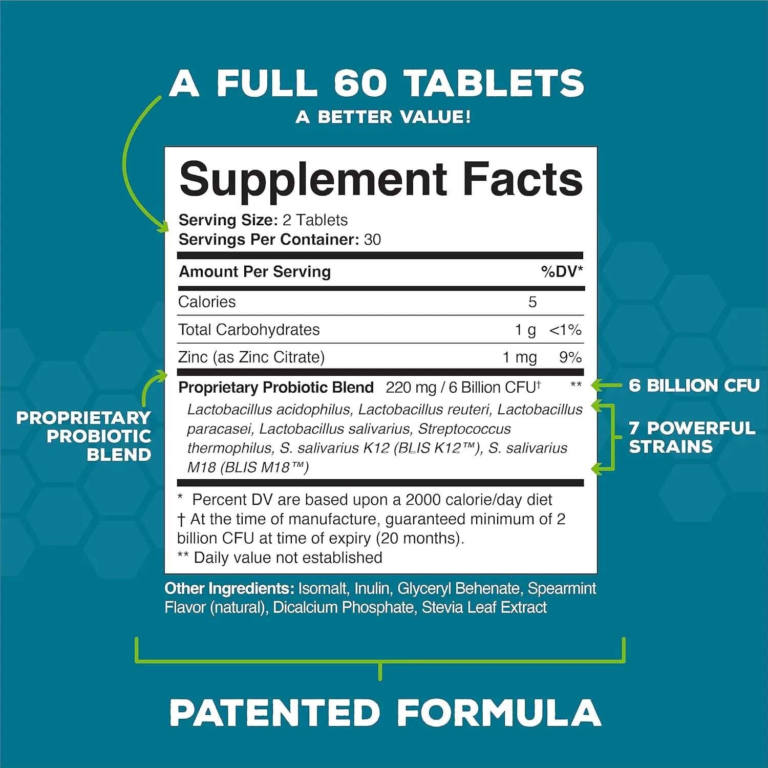 Great Oral Health probiotics with BLIS K12 and M18 are dentist-formulated to help fight bad breath and support healthy teeth and gums, now dairy-free and vegan friendly.