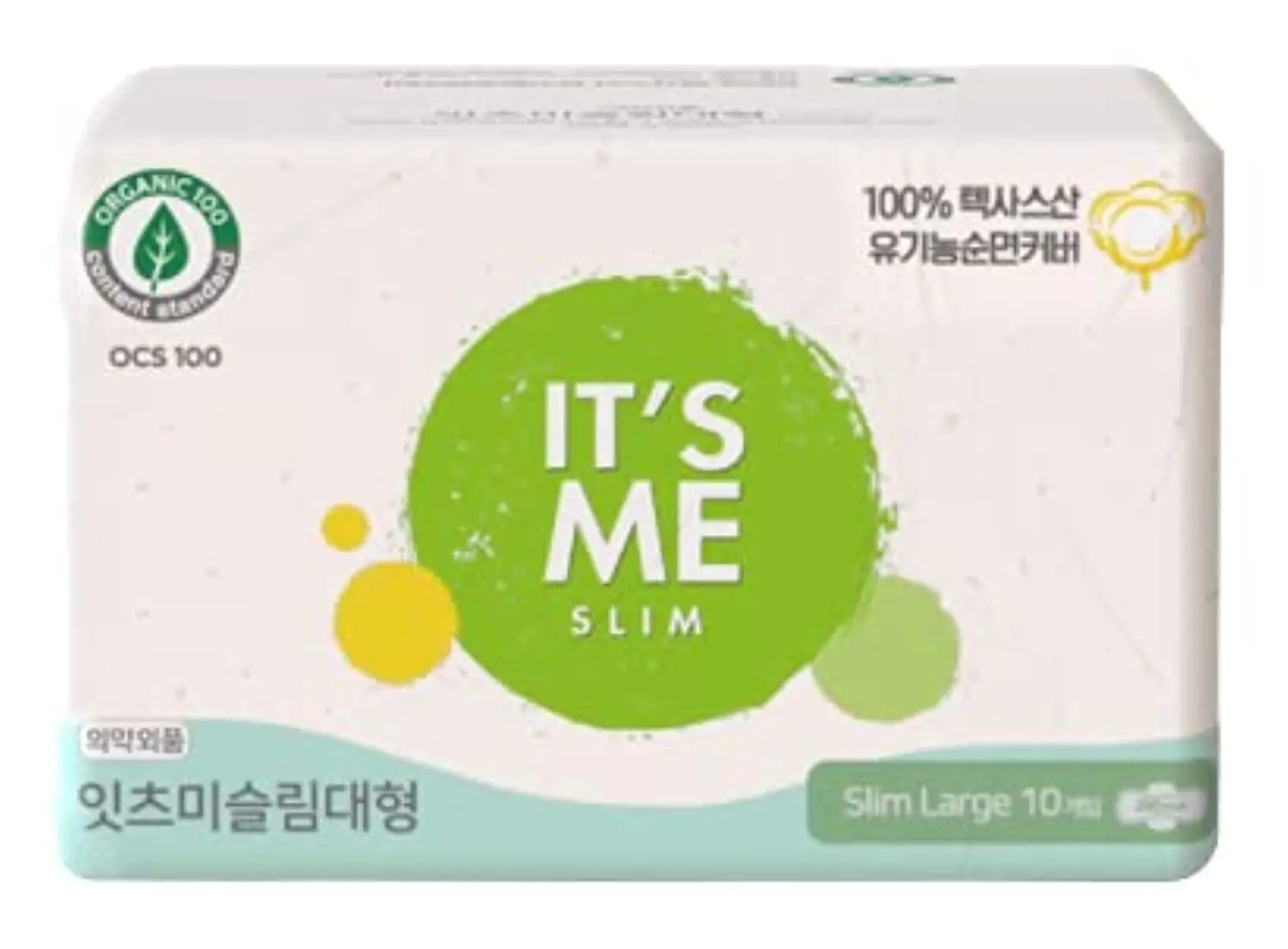 IT'S ME KOREAN premium large sanitary pads made with 100% organic cotton top sheet for sensitive skin, offering protection during menstruation and postpartum.
