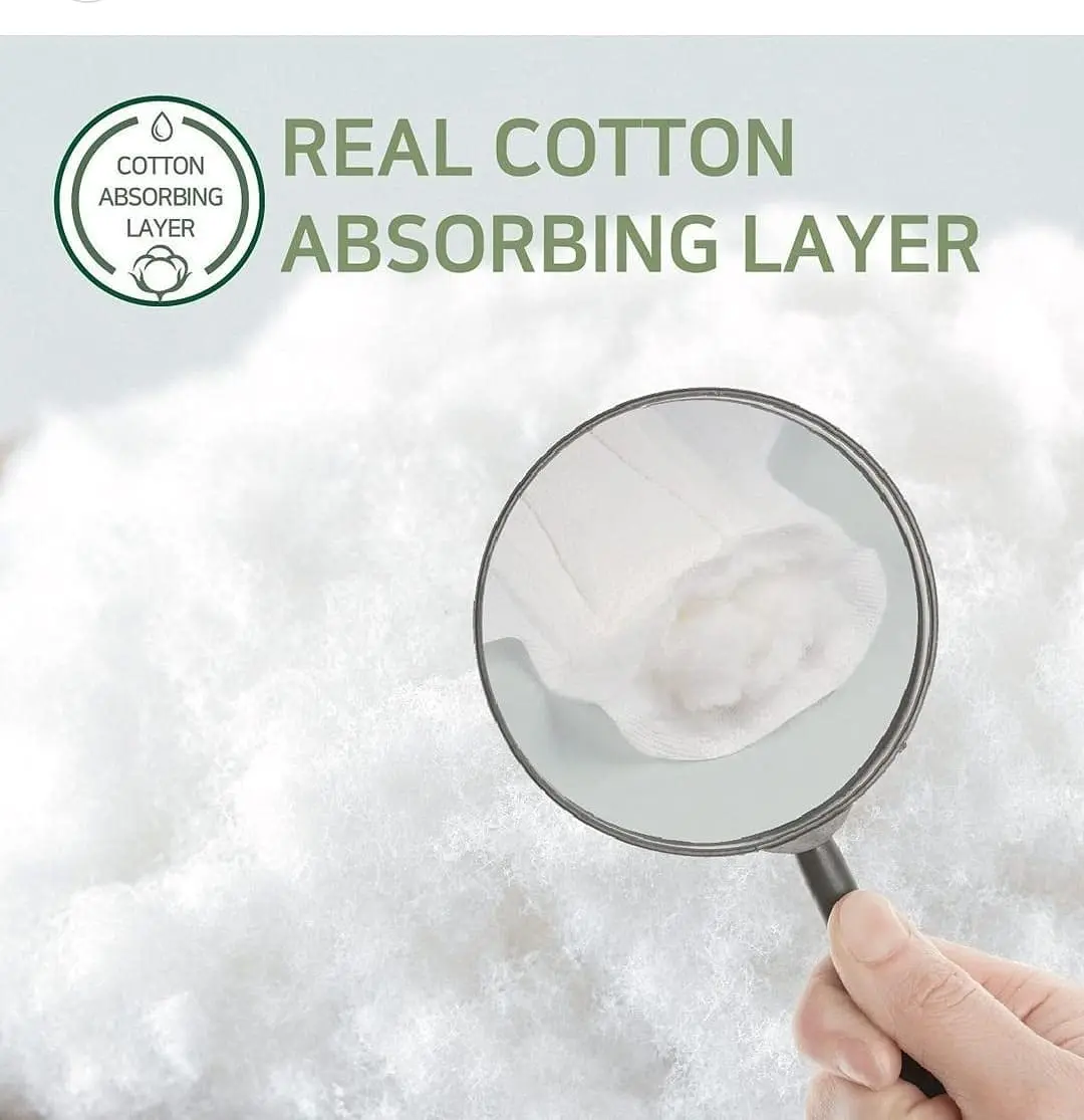 IT'S ME KOREAN premium large sanitary pads made with 100% organic cotton top sheet for sensitive skin, offering protection during menstruation and postpartum.