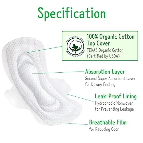 IT'S ME KOREAN premium large sanitary pads made with 100% organic cotton top sheet for sensitive skin, offering protection during menstruation and postpartum.