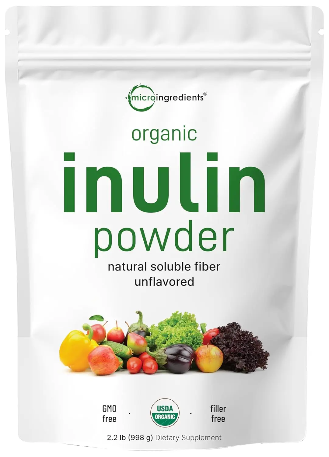 A scoop of organic inulin powder, a natural prebiotic fiber supplement sourced from Jerusalem artichoke, promoting healthy digestion and gut flora.