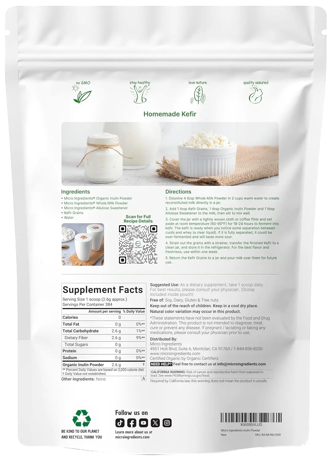 A scoop of organic inulin powder, a natural prebiotic fiber supplement sourced from Jerusalem artichoke, promoting healthy digestion and gut flora.