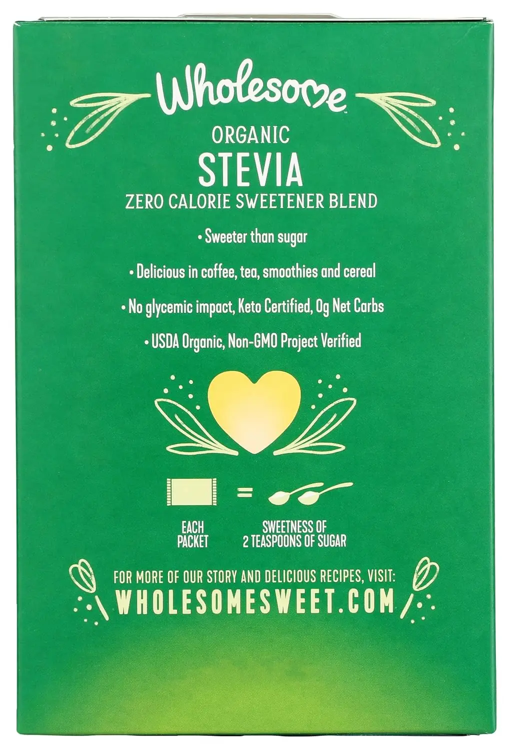 This is a 75g package of organic stevia sweetener, a low glycemic and non-GMO alternative to sugar perfect for sweetening drinks and desserts.