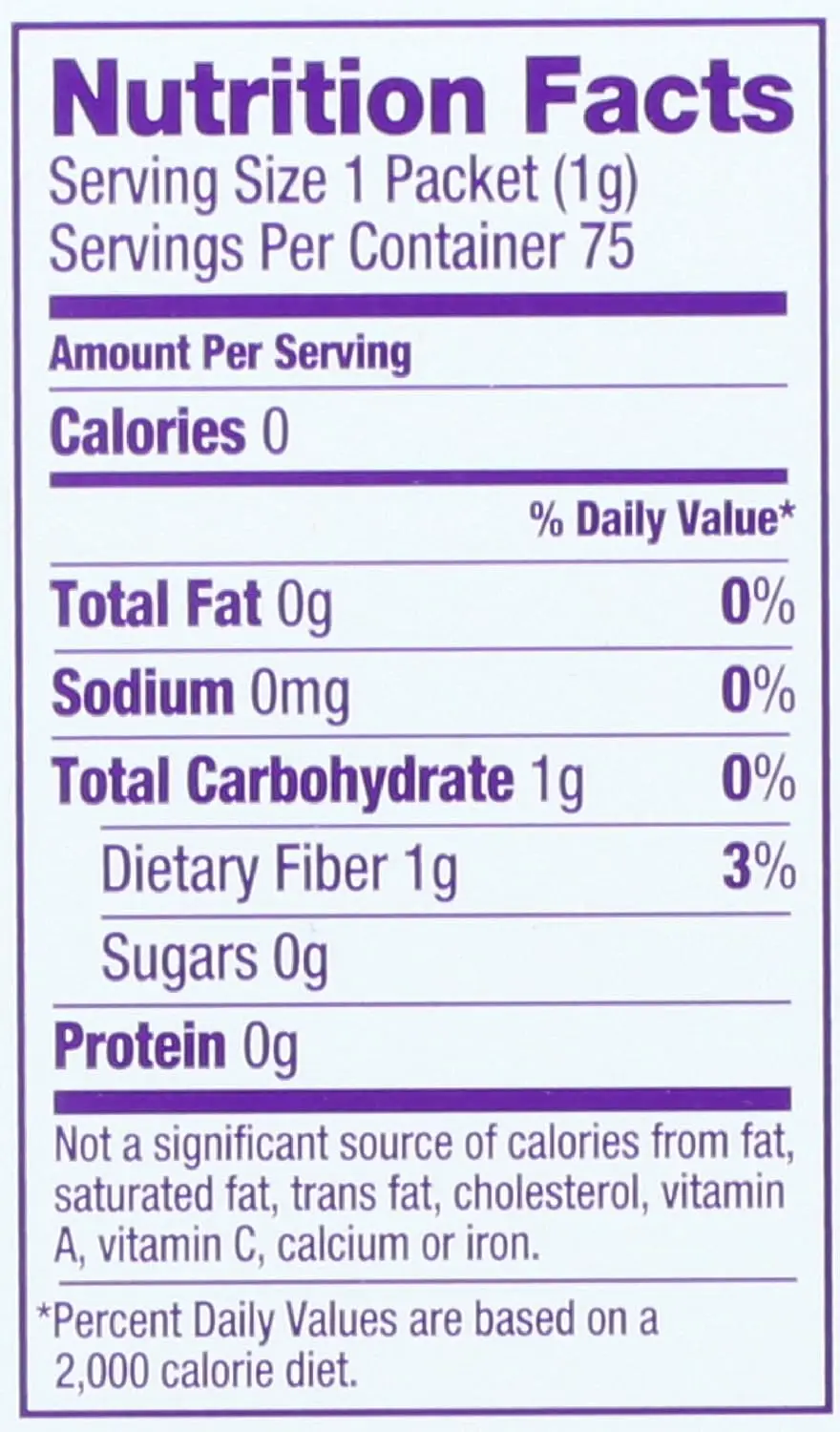 This is a 75g package of organic stevia sweetener, a low glycemic and non-GMO alternative to sugar perfect for sweetening drinks and desserts.