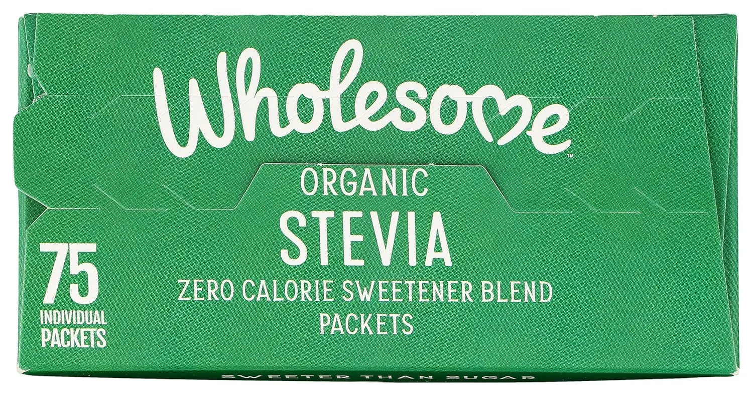 This is a 75g package of organic stevia sweetener, a low glycemic and non-GMO alternative to sugar perfect for sweetening drinks and desserts.