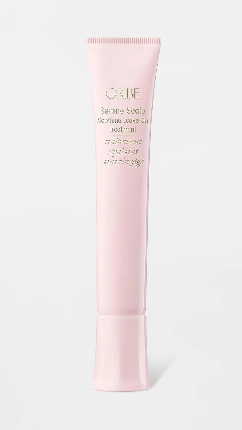 Oribe Serene Scalp Soothing Leave-On Treatment for dry and damaged hair that removes flakes and balances the scalp with cooling mint and calming chamomile.