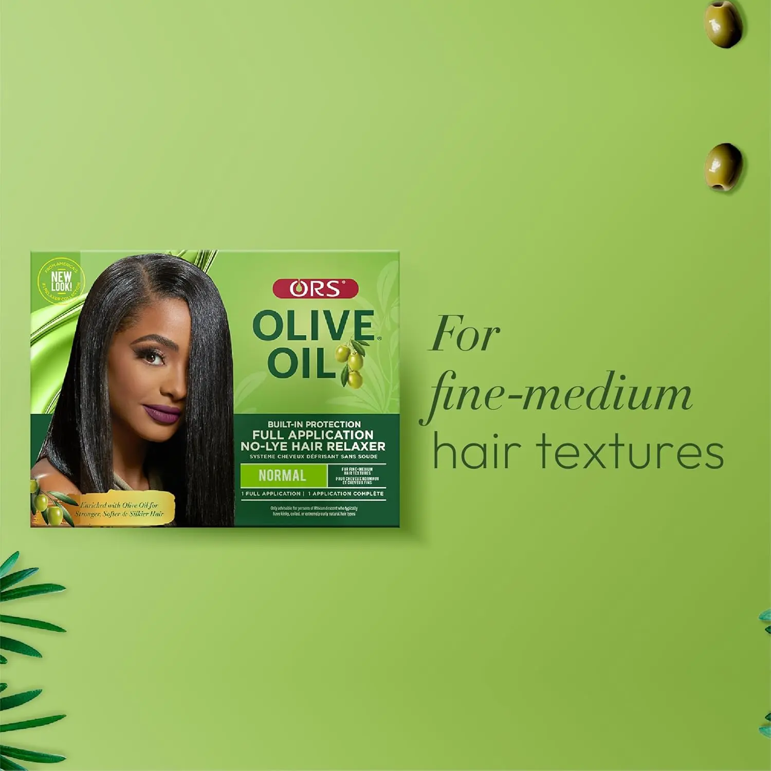 ORS Olive Oil Built-In Protection No-Lye Hair Relaxer gently relaxes and protects normal hair with olive oil, shea butter, and Pequi Oil for manageability, strength, and shine.