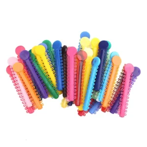 A pack of multi-colored RZJZGZ orthodontic elastomeric ligature ties, made from high-quality medical-use plastic, providing gentle and continuous force for braces.