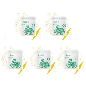 Clear 3/16 inch orthodontic elastic rubber bands apply a medium force of 3.5 oz to move teeth and correct bite problems like overbites and underbites.