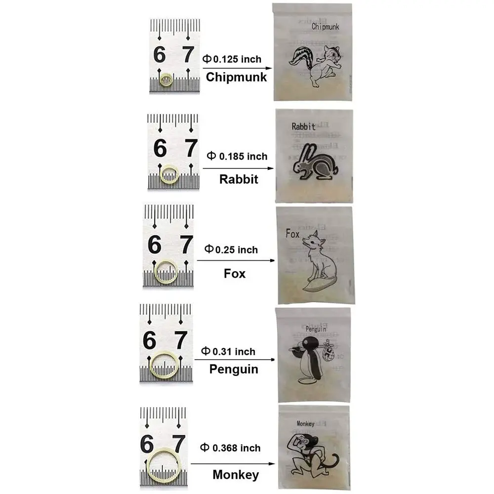 Ten bags of 3/8 inch clear orthodontic rubber bands, also suitable for dog grooming, doll hair, and crafts; however, contains latex.