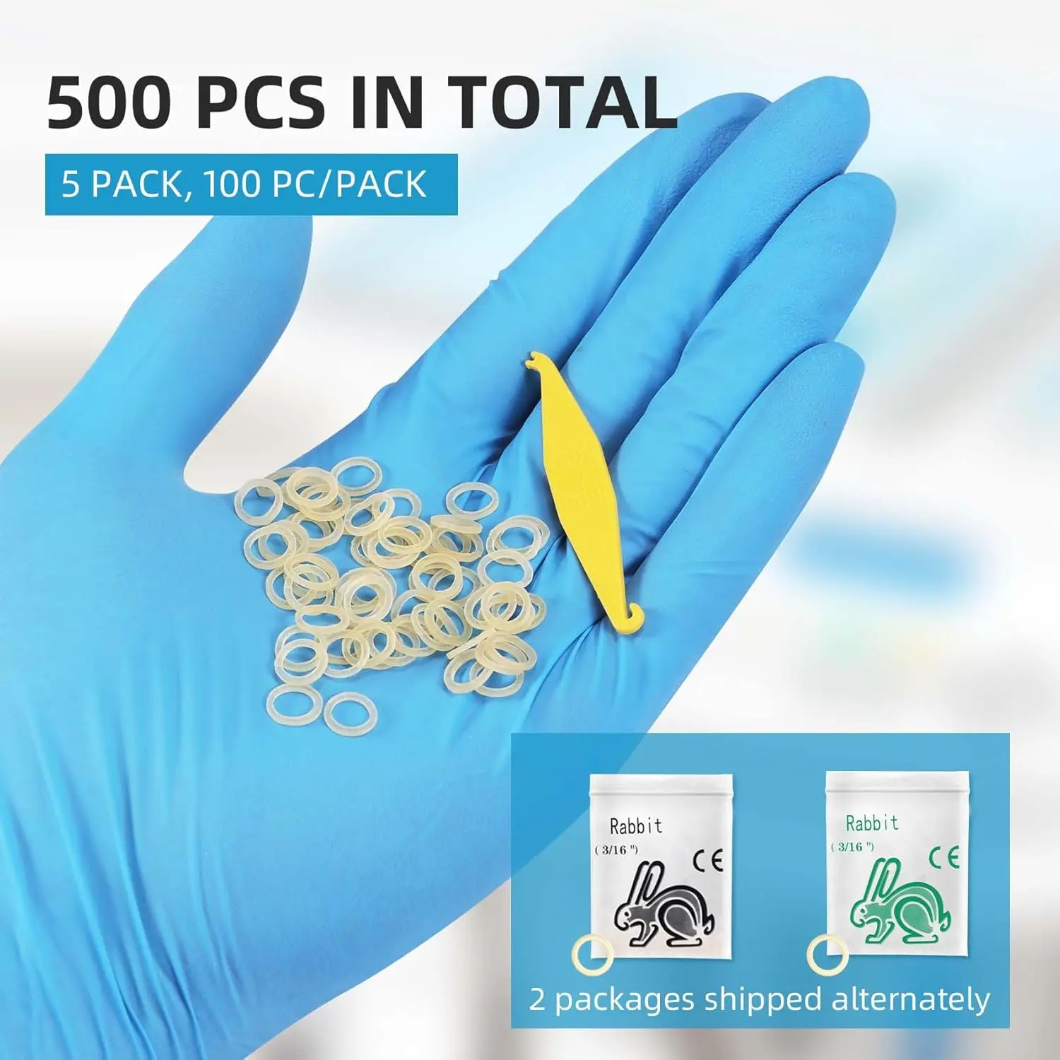 This image shows a pack of Annhua clear orthodontic elastic rubber bands with elastics placers, size 3/16" and heavy force 4.5 Oz, designed to help correct bite problems such as overbites and underbites.