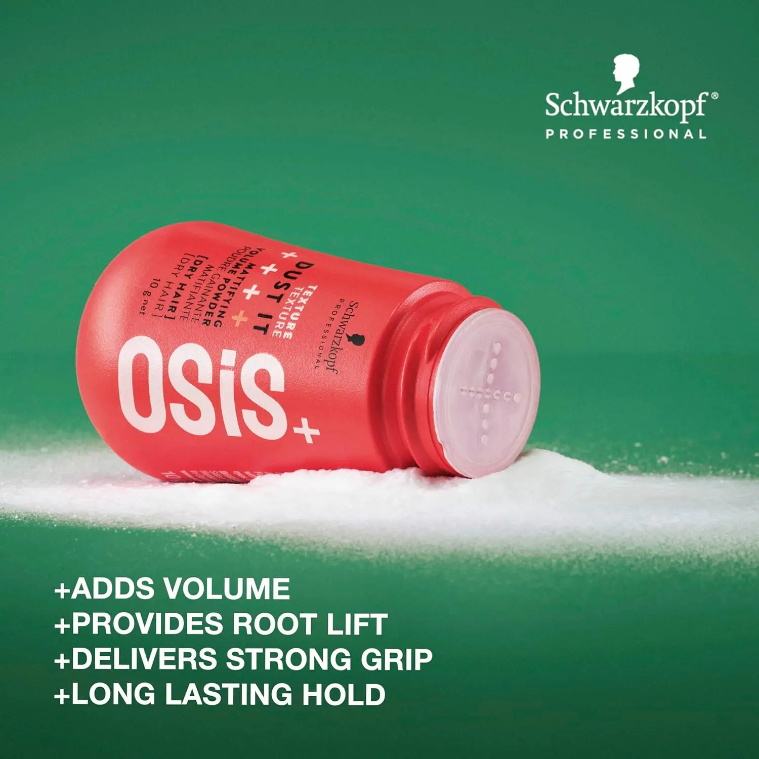 Schwarzkopf Osis Dust It Mattifying Powder provides long-lasting hold, strong texture, matte effect and strong control for hair separation.