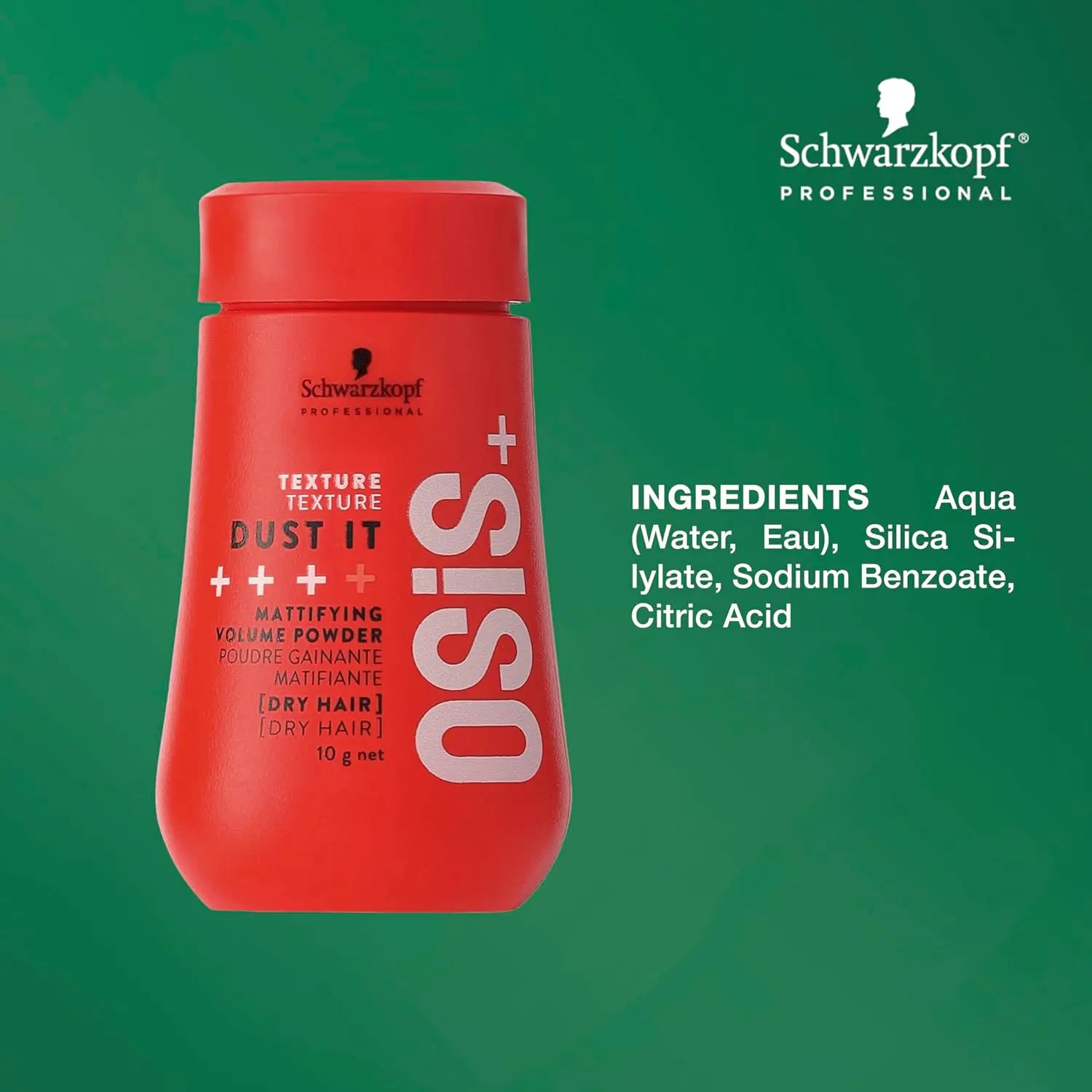 Schwarzkopf Osis Dust It Mattifying Powder provides long-lasting hold, strong texture, matte effect and strong control for hair separation.