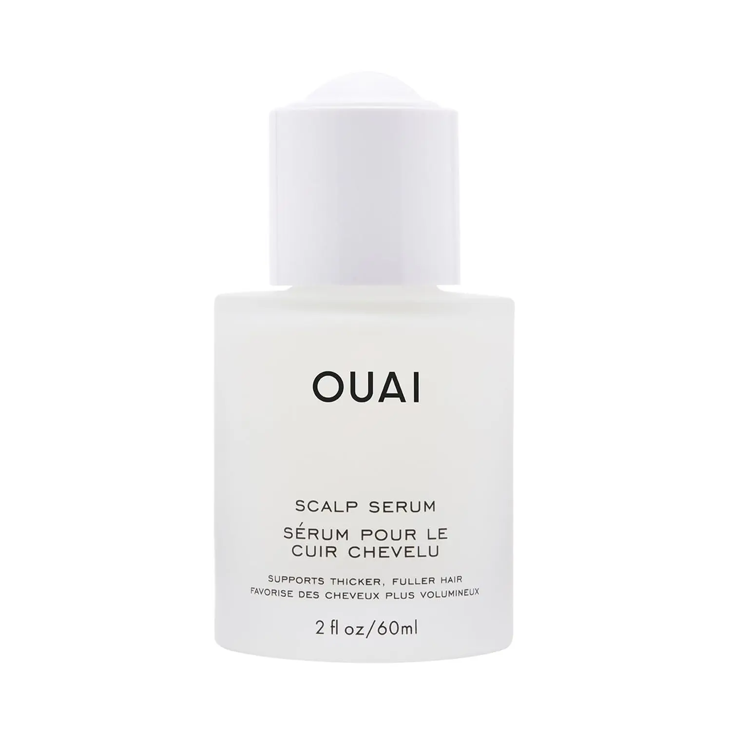 OUAI scalp serum promotes a healthy scalp barrier and hydrates dry scalps for thicker, fuller-looking hair.