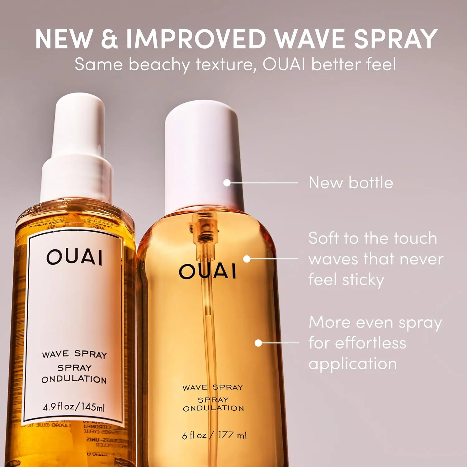The OUAI Wave Spray travel size bottle gives hair effortless beachy texture, volume, and shine without harmful ingredients.