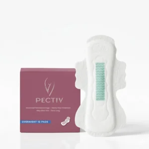 PECTIV overnight sanitary pads are extra long and super absorbent, providing leak-proof protection with four wings for heavy periods, postpartum bleeding, and comfortable all-night wear.