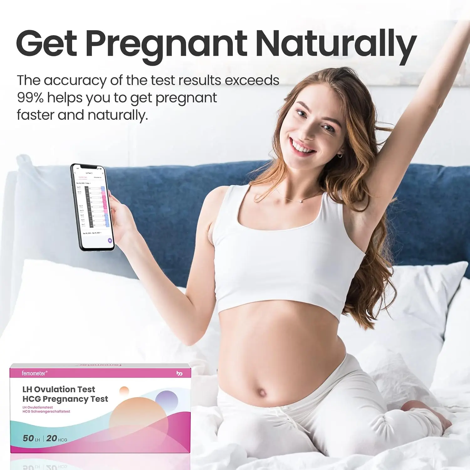 This kit includes 50 ovulation test strips and 20 pregnancy test strips for easy and accurate family planning at home.
