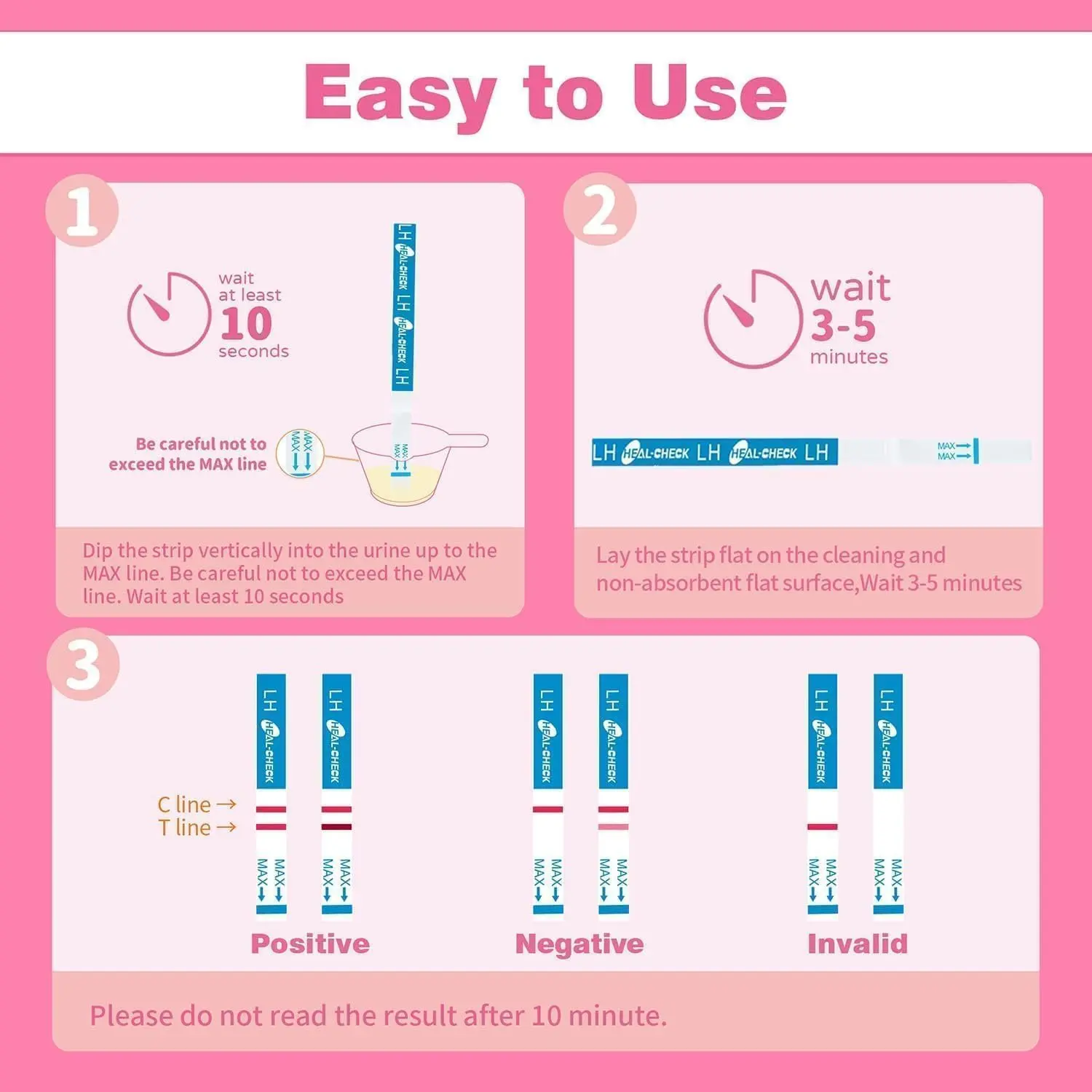 This image shows ovulation test strips designed to help women predict their most fertile days for conceiving naturally and accurately, with results ready in minutes.
