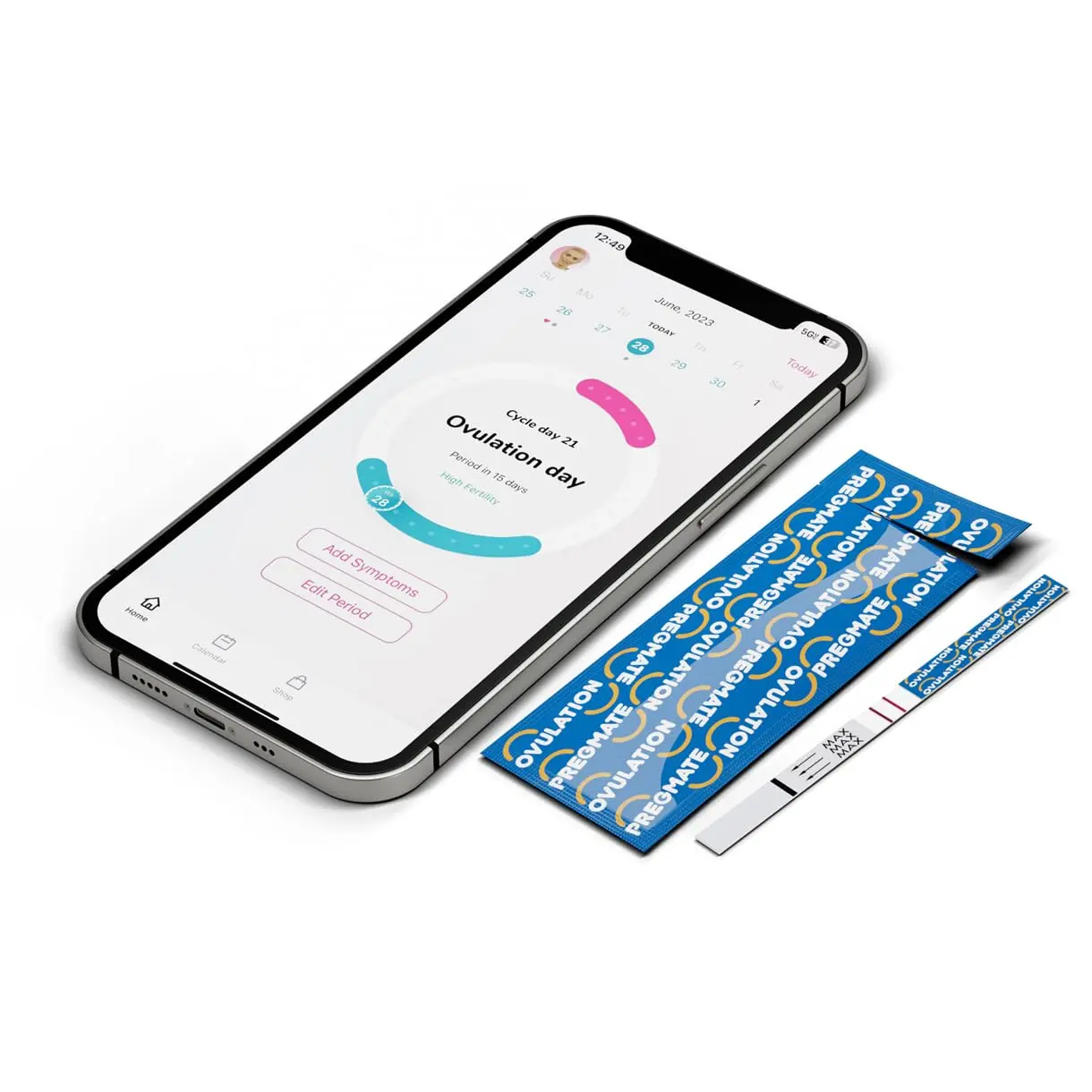 This image shows a Pregmate ovulation test strips kit with 50 individually wrapped tests for accurately predicting your most fertile days and identifying the best time to conceive with over 99% accuracy.