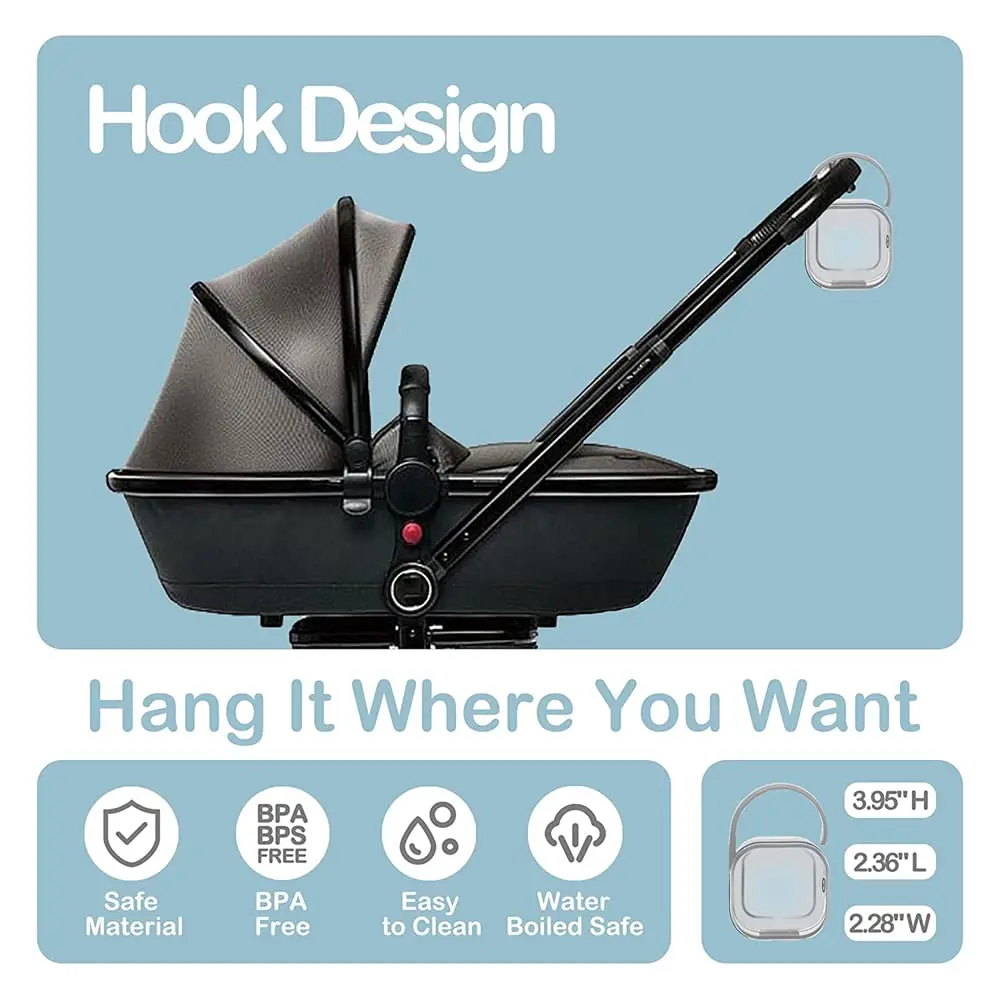 This three pack of BPA-free pacifier cases keeps your baby's pacifiers clean and easily accessible while on the go, protecting them from dust and dirt.