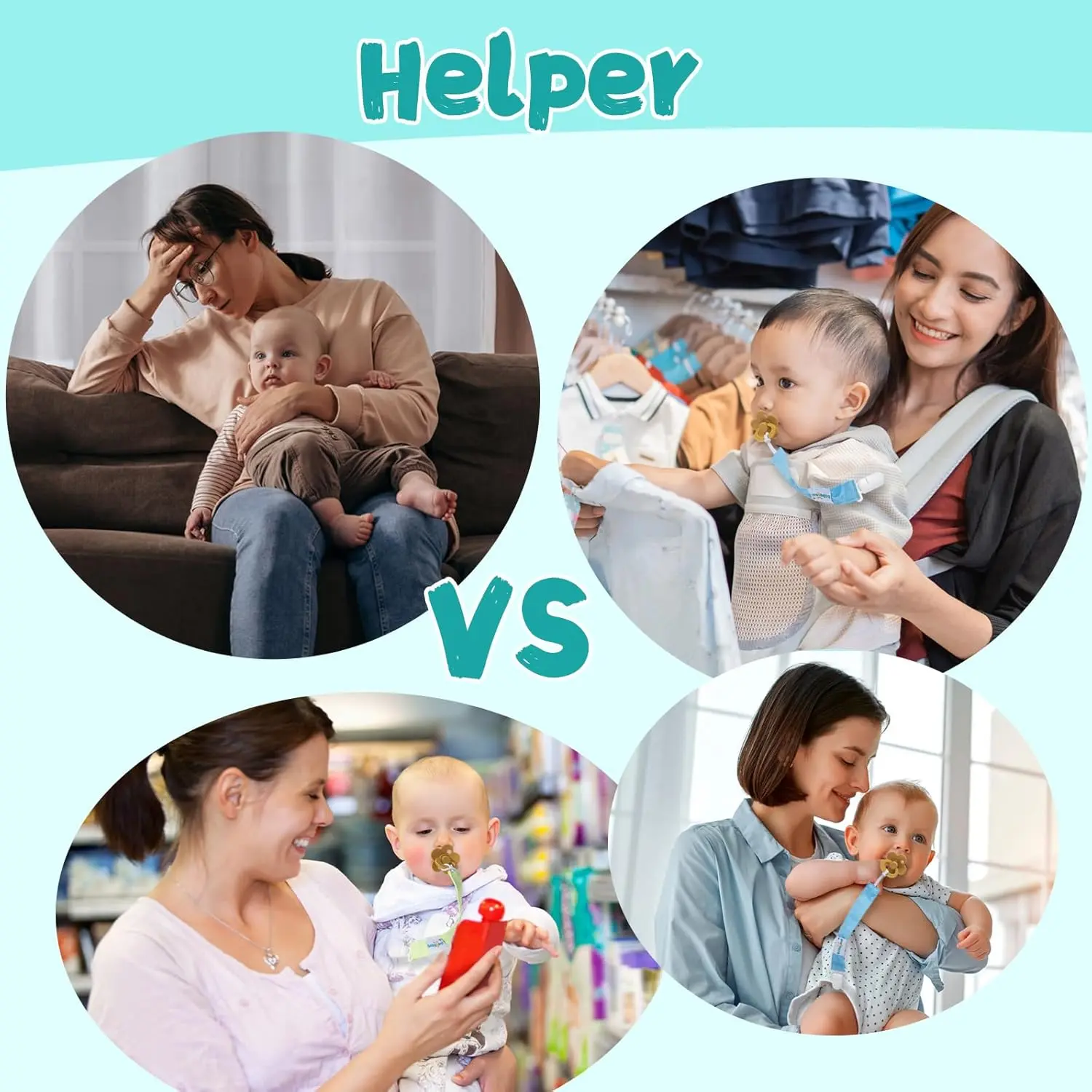 This set of three stylish and safe Babygoal pacifier clips for boys, featuring durable polyester fabric, plastic teeth, and a universal design, can be used for pacifiers, teething toys, bibs, and blankets.