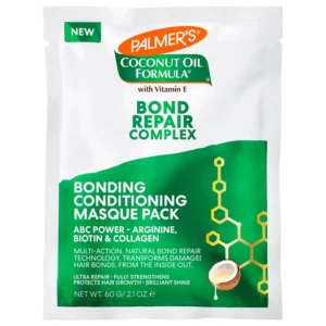 Palmer's Amino Bonding Complex hair mask with coconut oil and vitamin E deeply conditions, protects from heat damage, and helps control frizz for shiny, healthy hair.