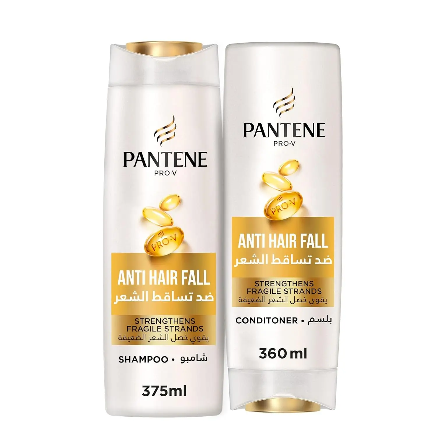 Pantene Pro-V Anti-Hair Fall shampoo and conditioner set strengthens weak hair, reduces hair fall and nourishes for thicker, healthier hair in just 14 days.