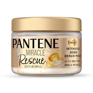 Pantene Miracle Rescue hair mask with melting Pro-V pearls melts away damage and builds strong bonds for dry, damaged hair.