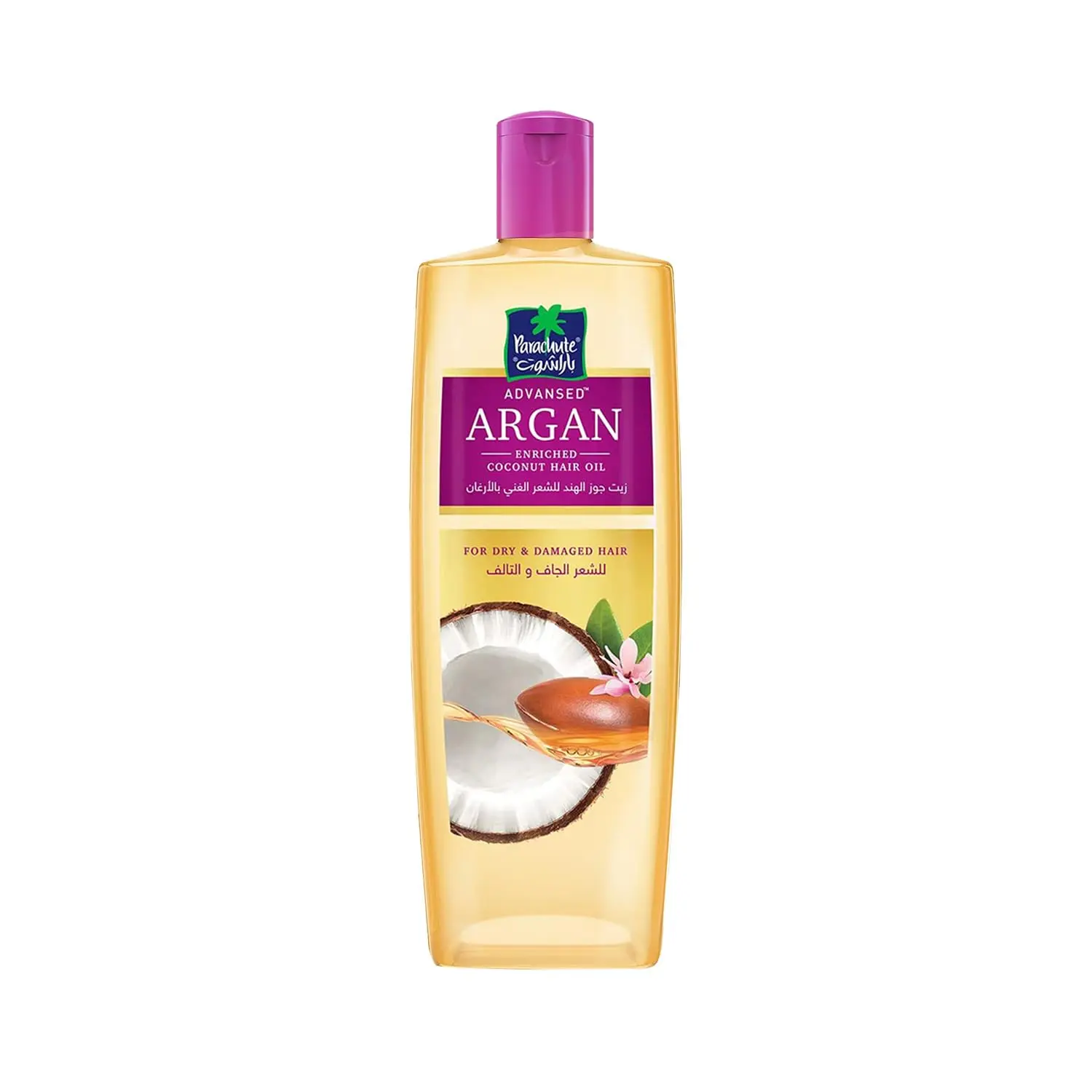 Parachute Advansed argan oil with coconut blend nourishes and strengthens dry, damaged hair, making it smoother with every use.