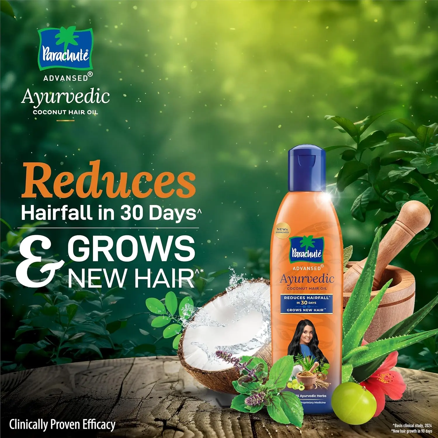 Parachute Advansed Ayurvedic Hair Oil promotes hair growth and reduces hairfall with coconut oil and efficacious Ayurvedic ingredients.