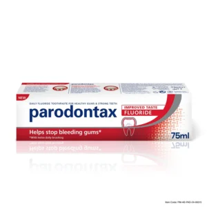 Parodontax Fluoride Toothpaste helps stop bleeding gums and removes plaque bacteria.