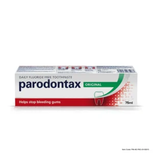 Parodontax Original Toothpaste helps stop and prevent bleeding gums, promoting healthy gums and strong teeth with its specialized fluoride-free formula.
