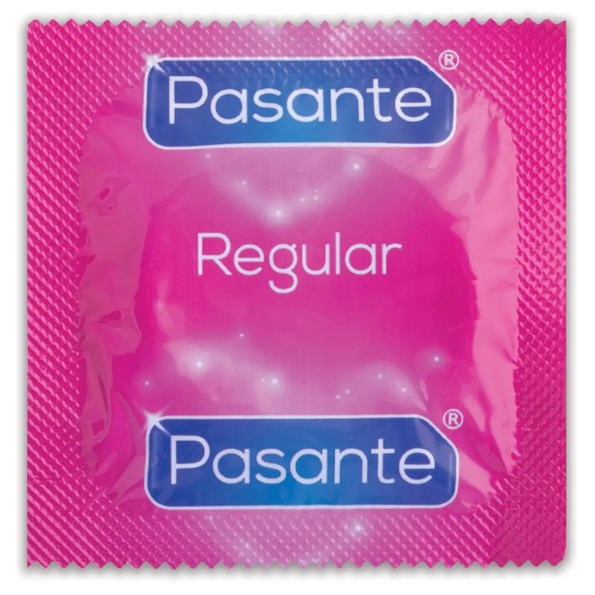 A 72-pack of Pasante regular condoms supplied in a discreet kraft bag, shaped for a comfortable fit.